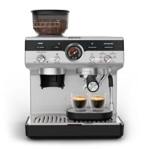 Krups XP801T Precision pistonmachine, halfautomatische espressomachine met molen, perfect gemaakte espresso, intuïtieve interface, bonenreservoir van 250 g, 30 maalinstellingen